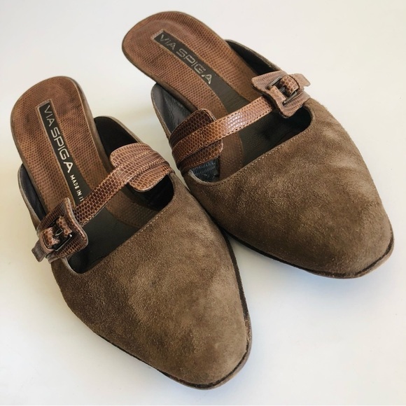 Via Spiga Suede Mary Jane Mules - Picture 5 of 15